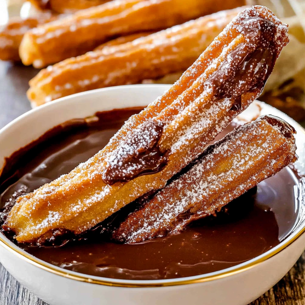 Recipe preparation for Churros with Chocolate Sauce