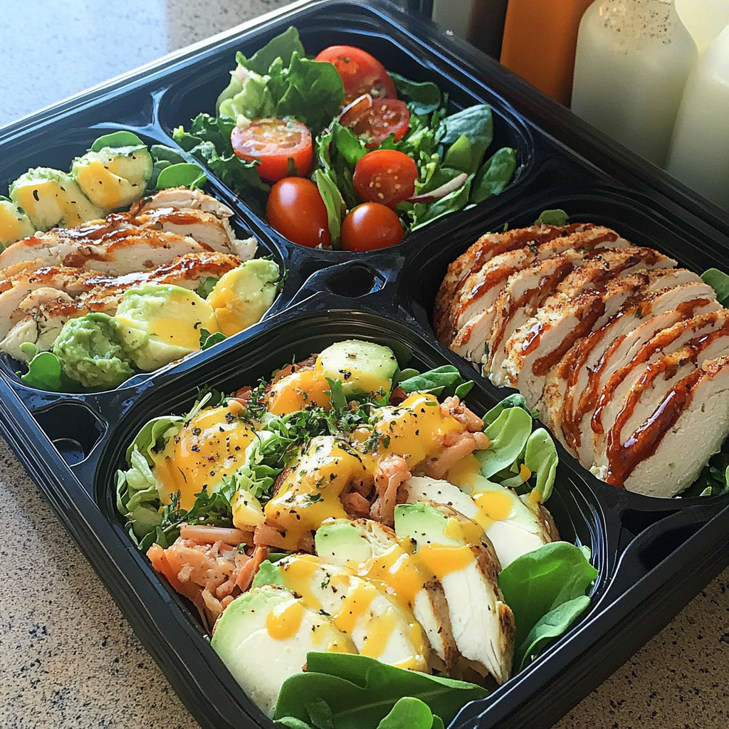 Recipe preparation for Healthier Cobb Salad lunch box