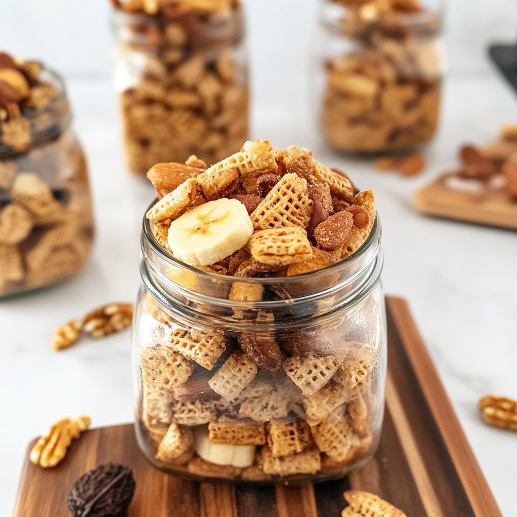 Recipe preparation for Banana Foster Chex Mix