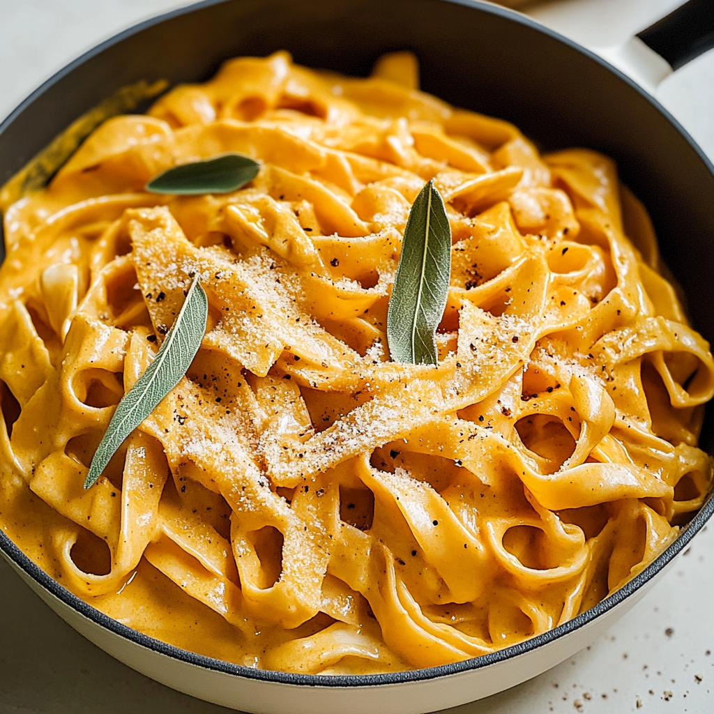 Recipe preparation for Pumpkin Alfredo