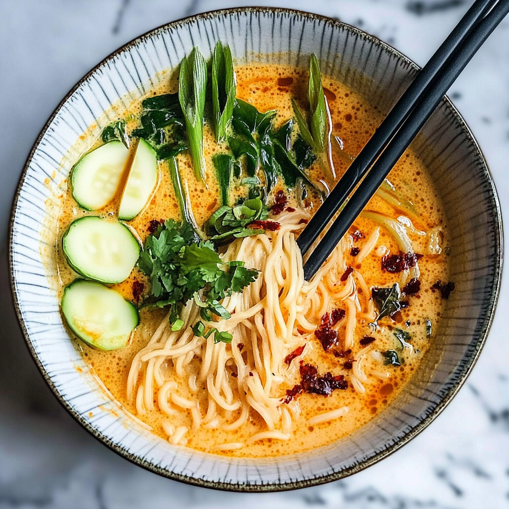 Recipe preparation for Spicy Coconut Curry Ramen