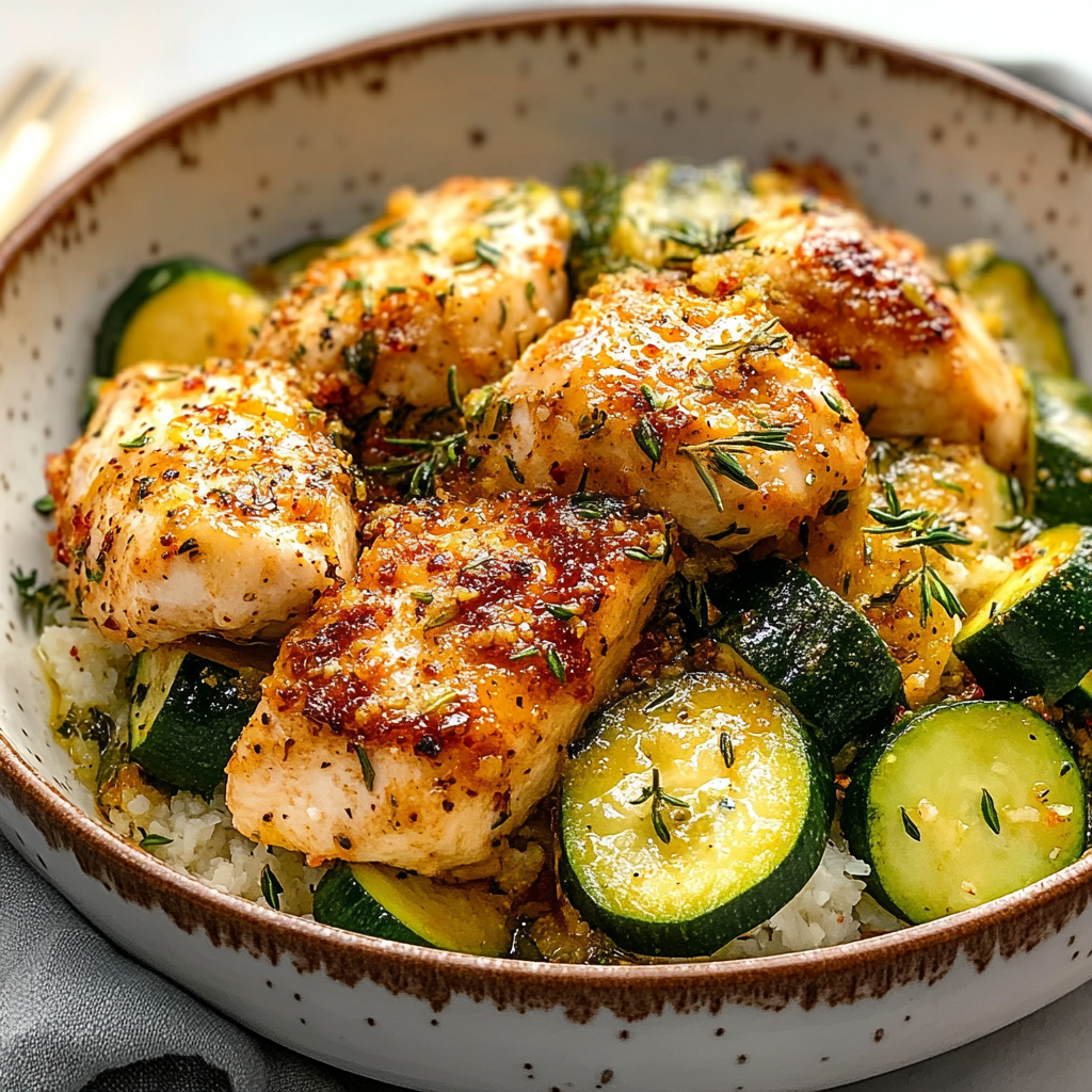 Recipe preparation for Baked Chicken and Zucchini
