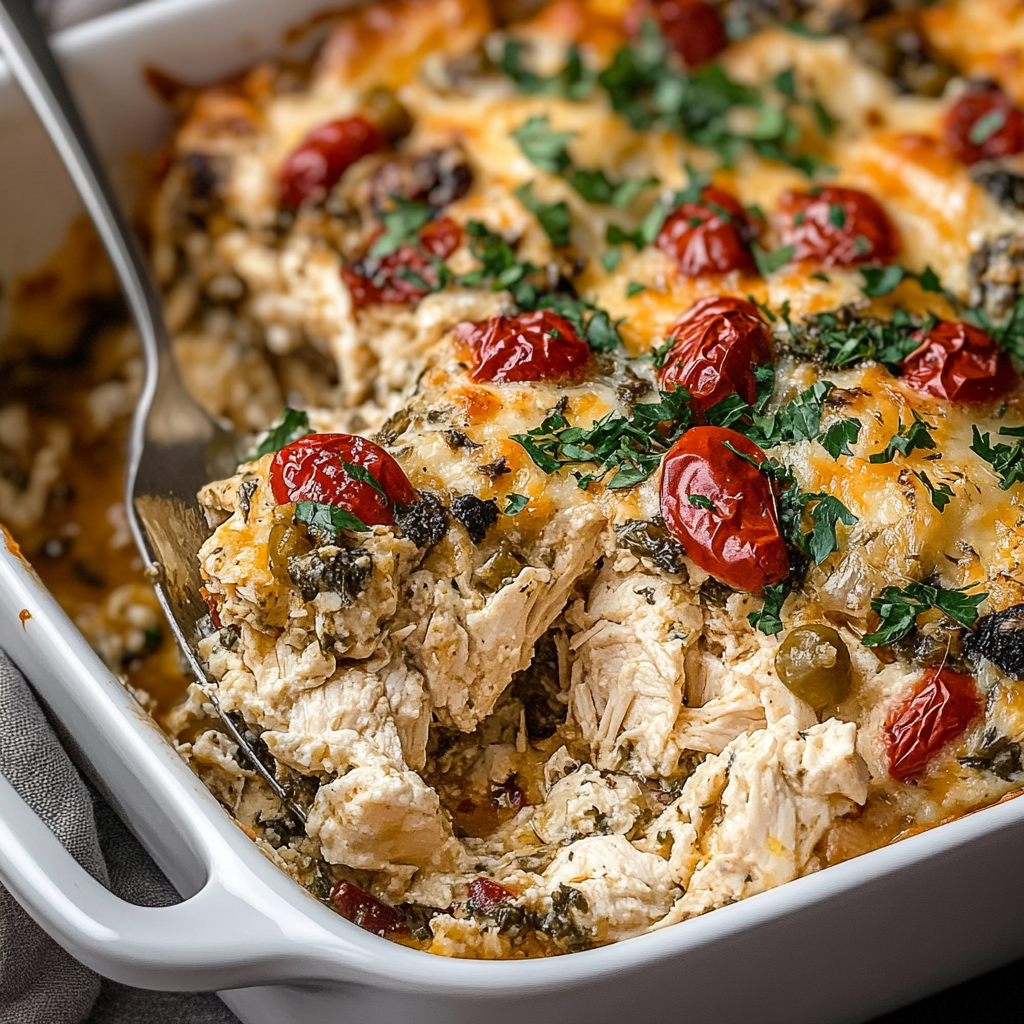 Recipe preparation for Greek Chicken Casserole