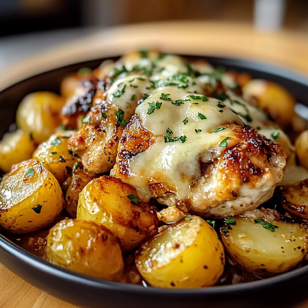 Recipe preparation for Garlic Parmesan Chicken Potatoes
