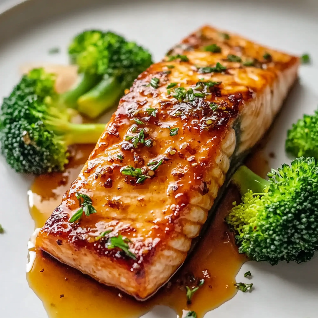 Recipe preparation for Maple Bourbon Glazed Salmon Recipe