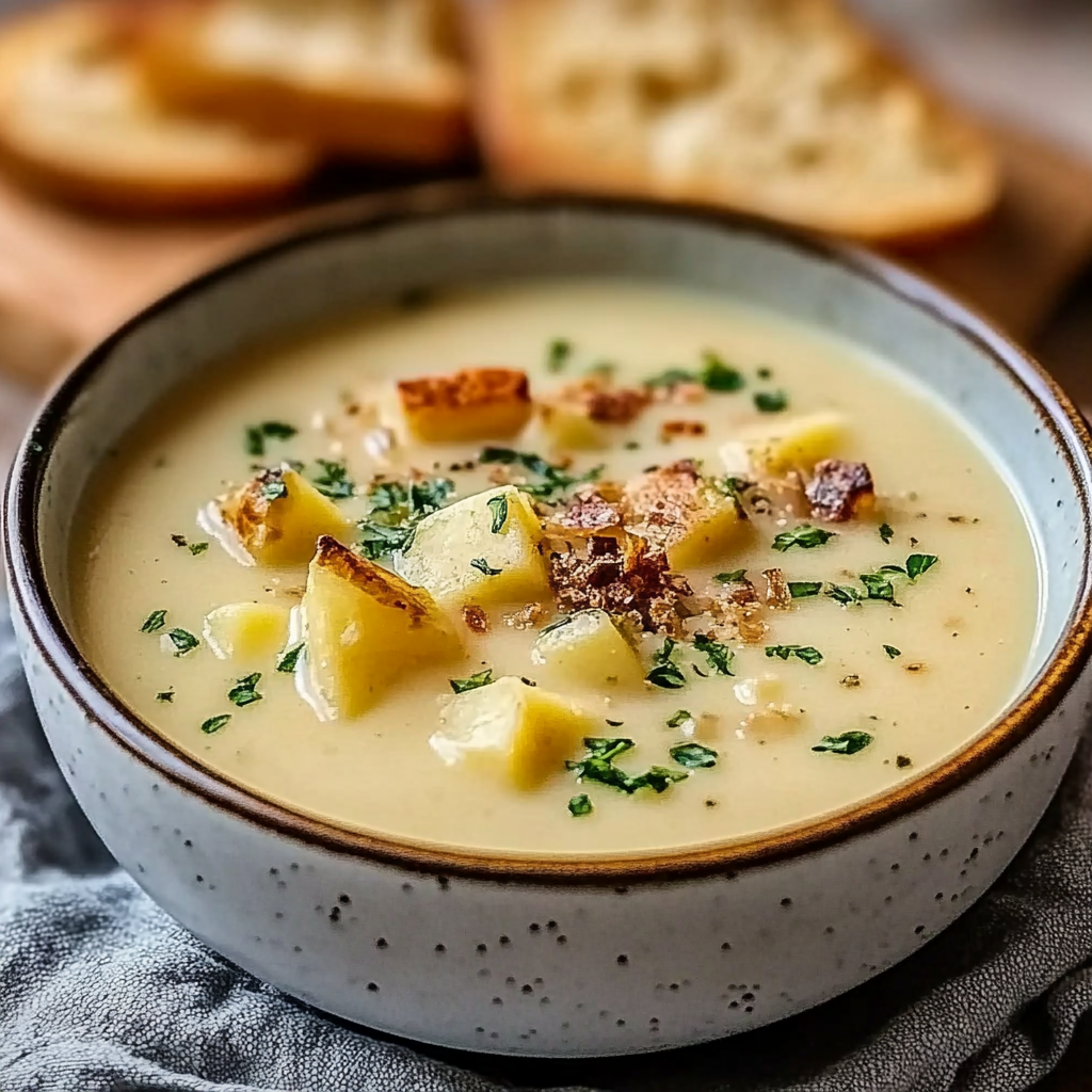 Recipe preparation for Cheddar Garlic Herb Potato Soup