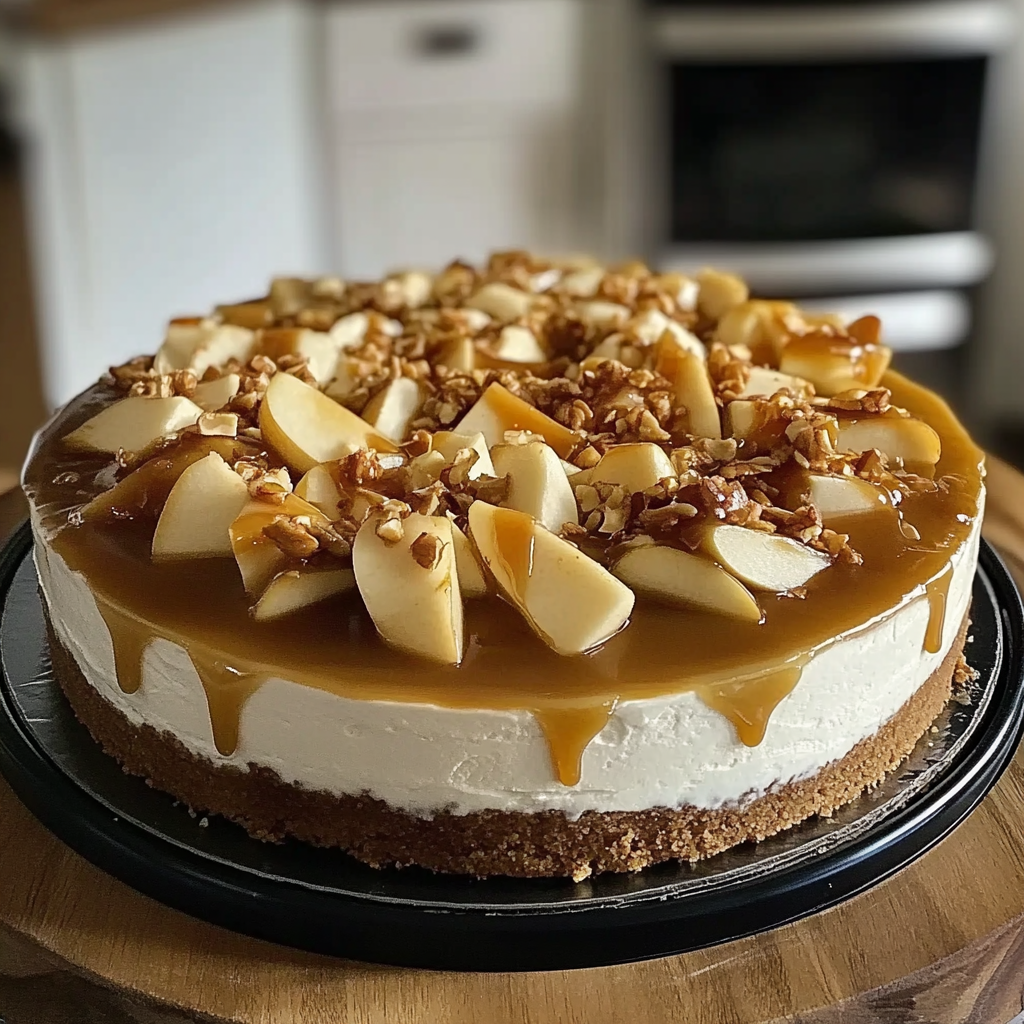 Recipe preparation for Caramel Apple Cheesecake