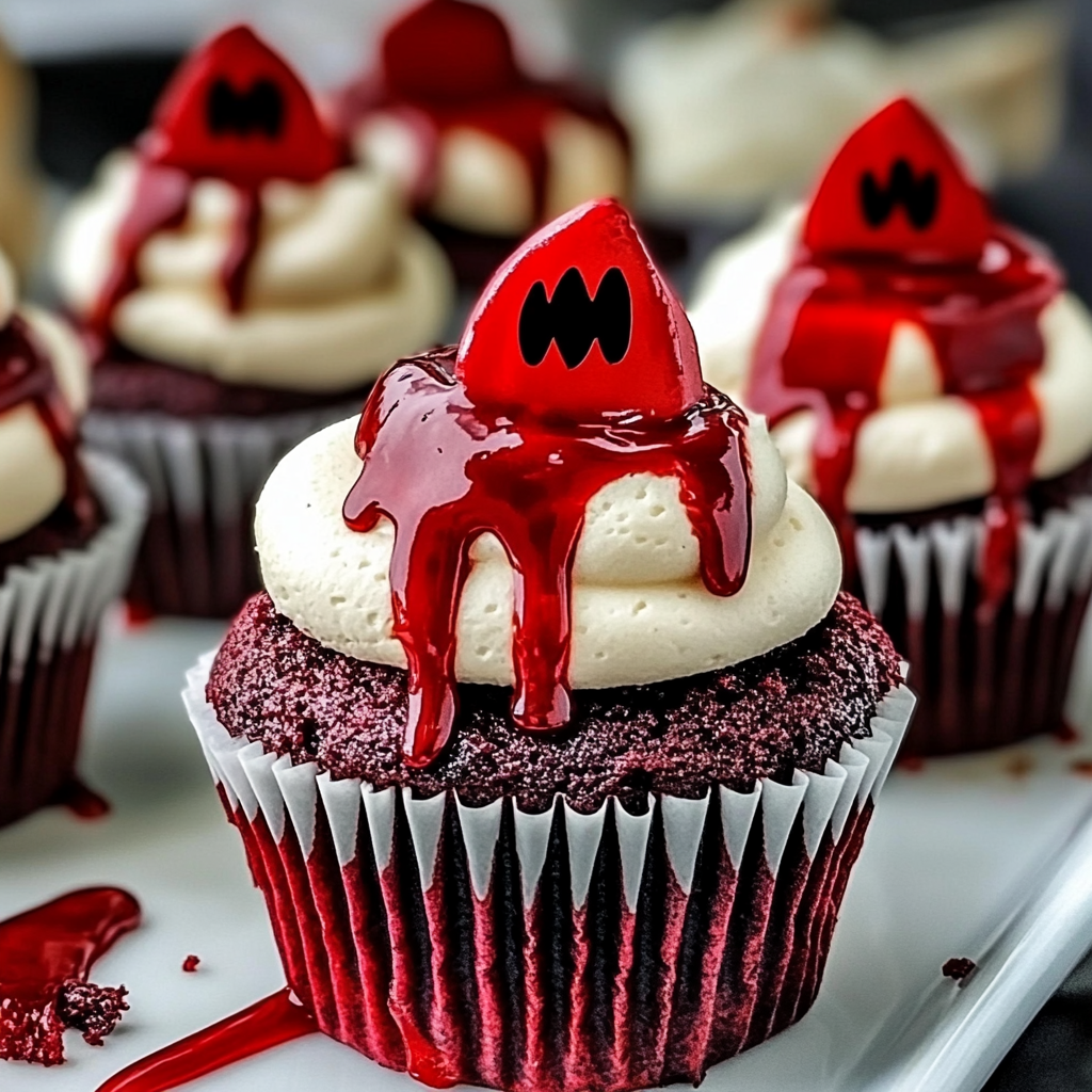 Recipe preparation for Spooky Red Velvet Halloween Cupcakes