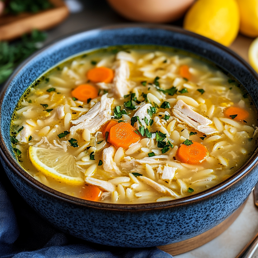 Recipe preparation for Lemon Chicken Soup with Orzo