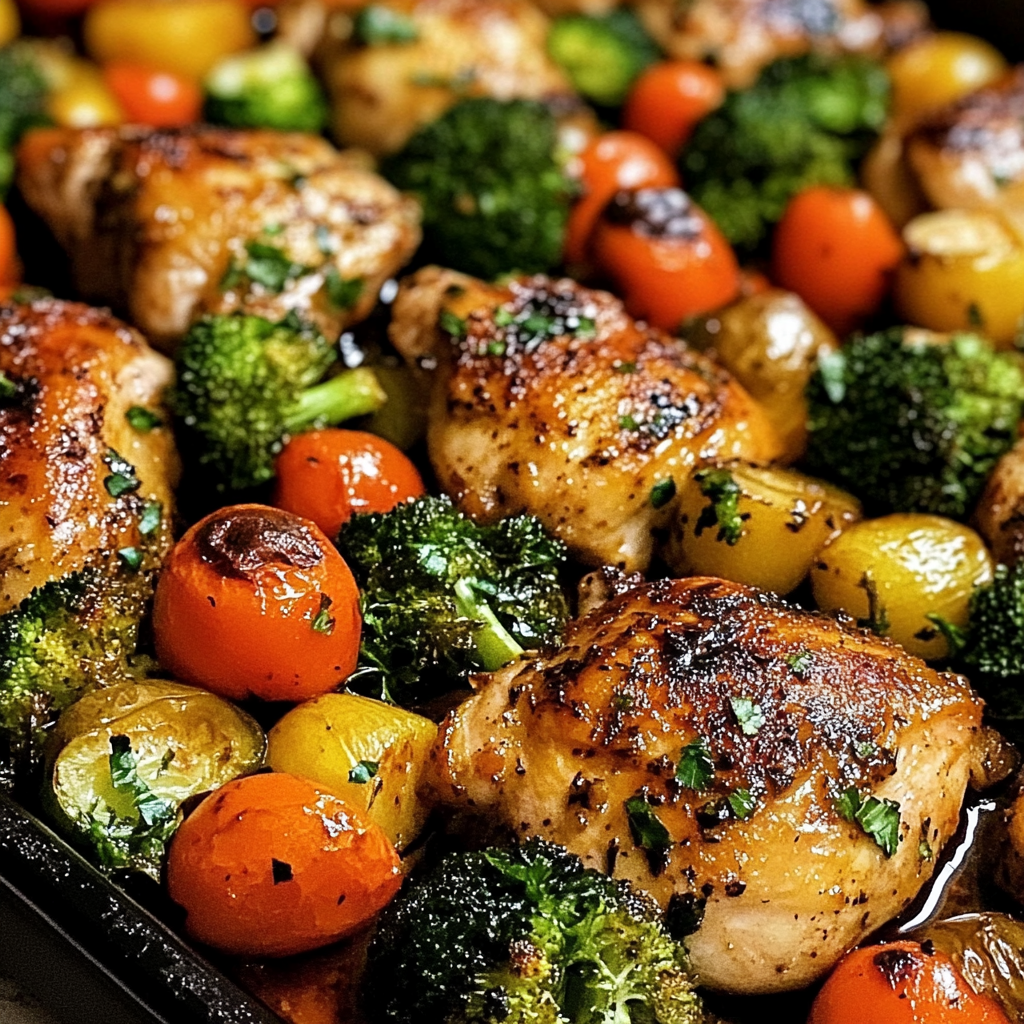 Recipe preparation for Balsamic Chicken and Veggie Sheet Pan