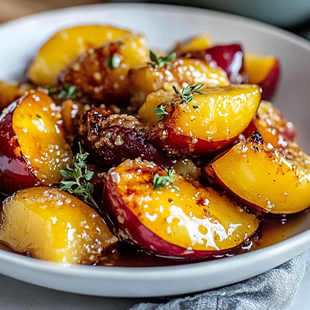 Recipe preparation for Healthy Honey Roasted Peaches