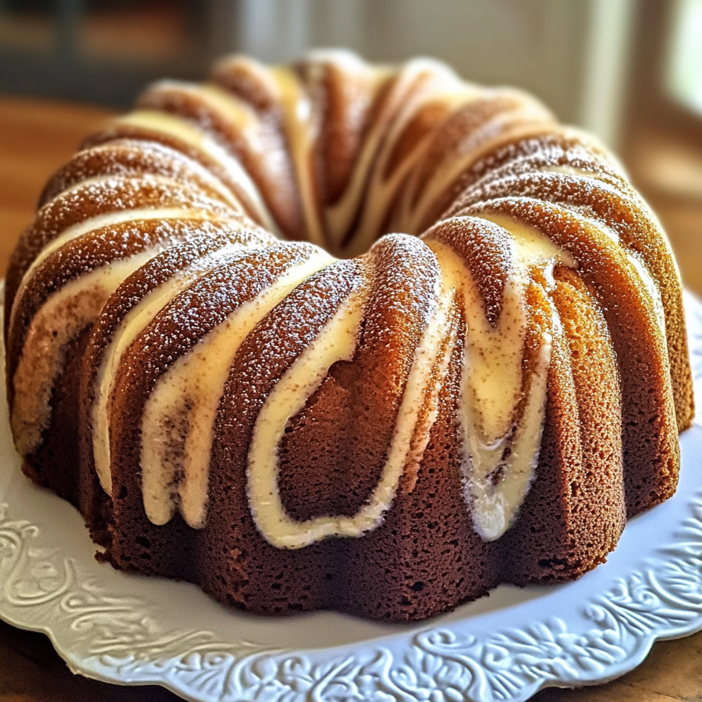 Recipe preparation for Cinnamon Swirl Bundt Cake