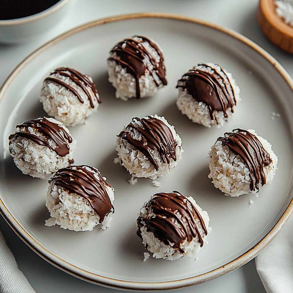 Recipe preparation for Coconut Cookie Balls with Chocolate Centers