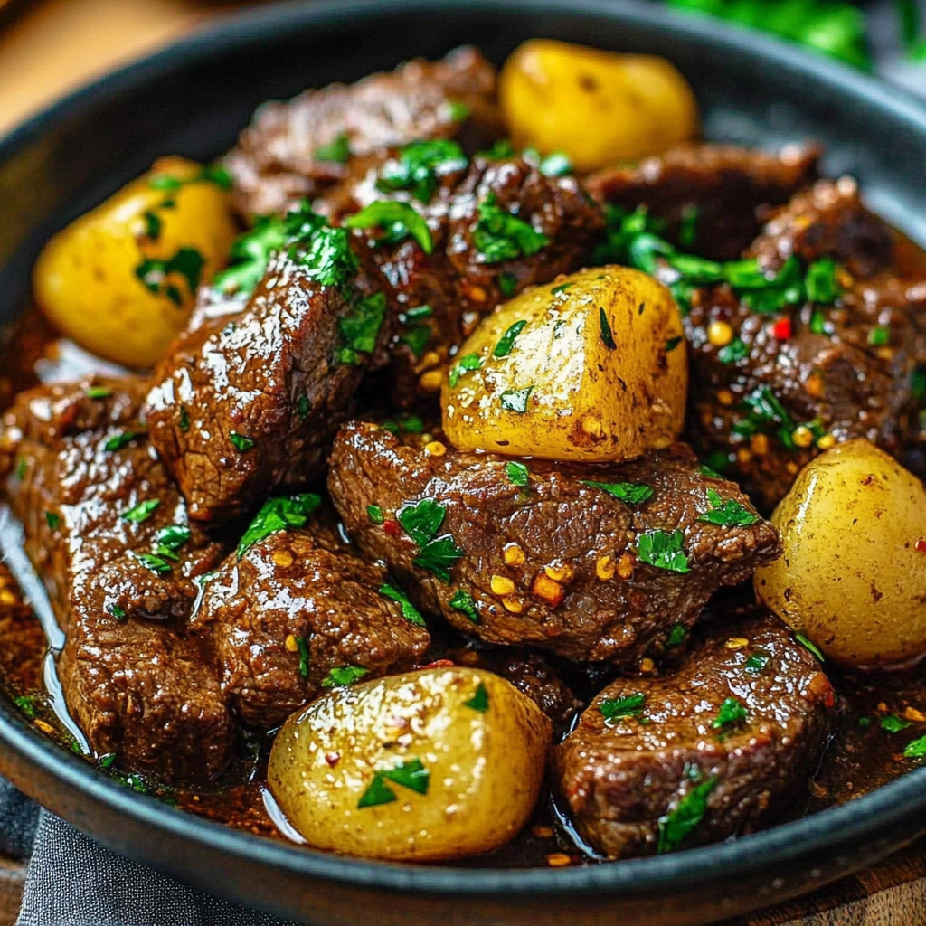 Recipe preparation for Slow Cooker Garlic Butter Beef