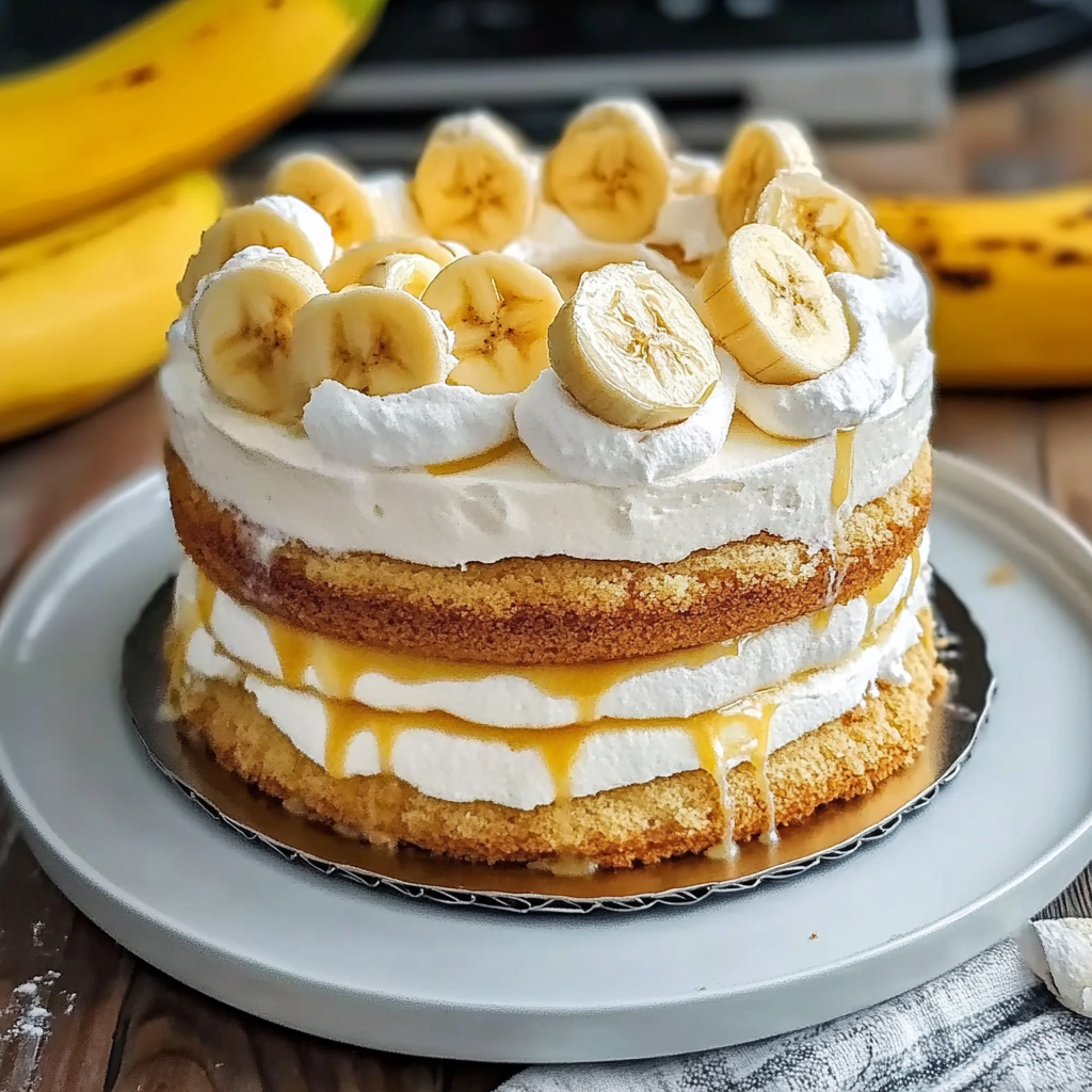 Recipe preparation for Banana Cream Cake