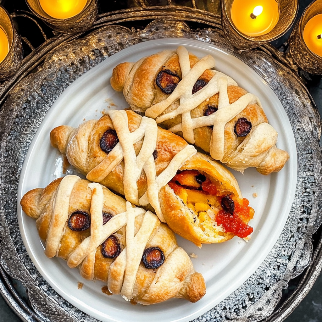 Recipe preparation for Halloween Mummy Breakfast Rolls