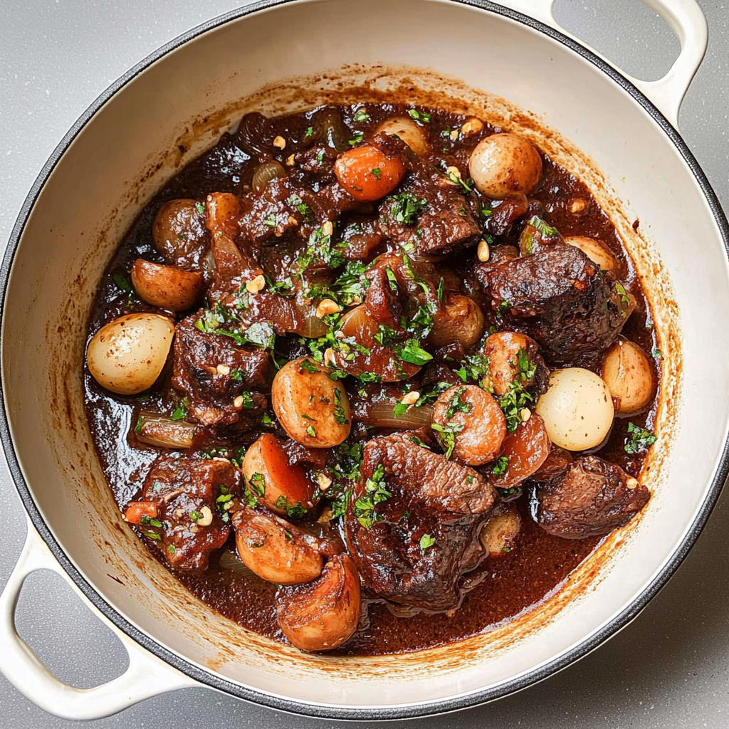 Recipe preparation for French Beef Bourguignon