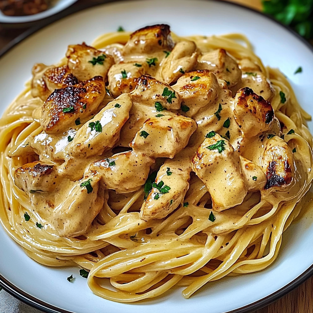 Recipe preparation for Cowboy Butter Chicken Linguine
