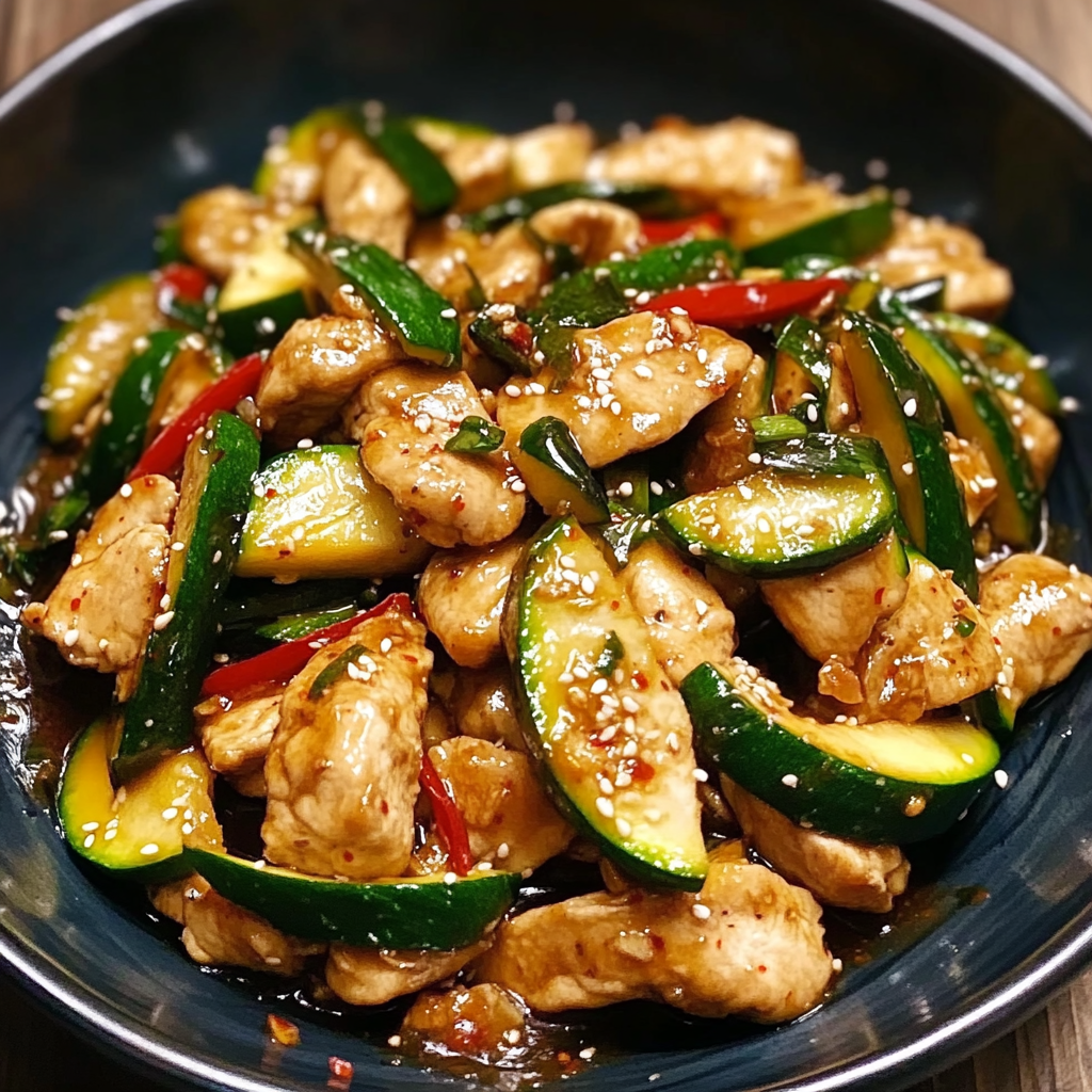 Recipe preparation for Chicken Zucchini Stir Fry
