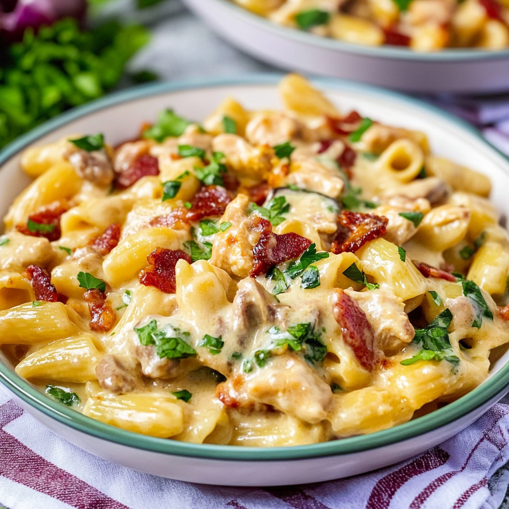 Recipe preparation for Instant Pot Chicken Bacon Ranch Pasta