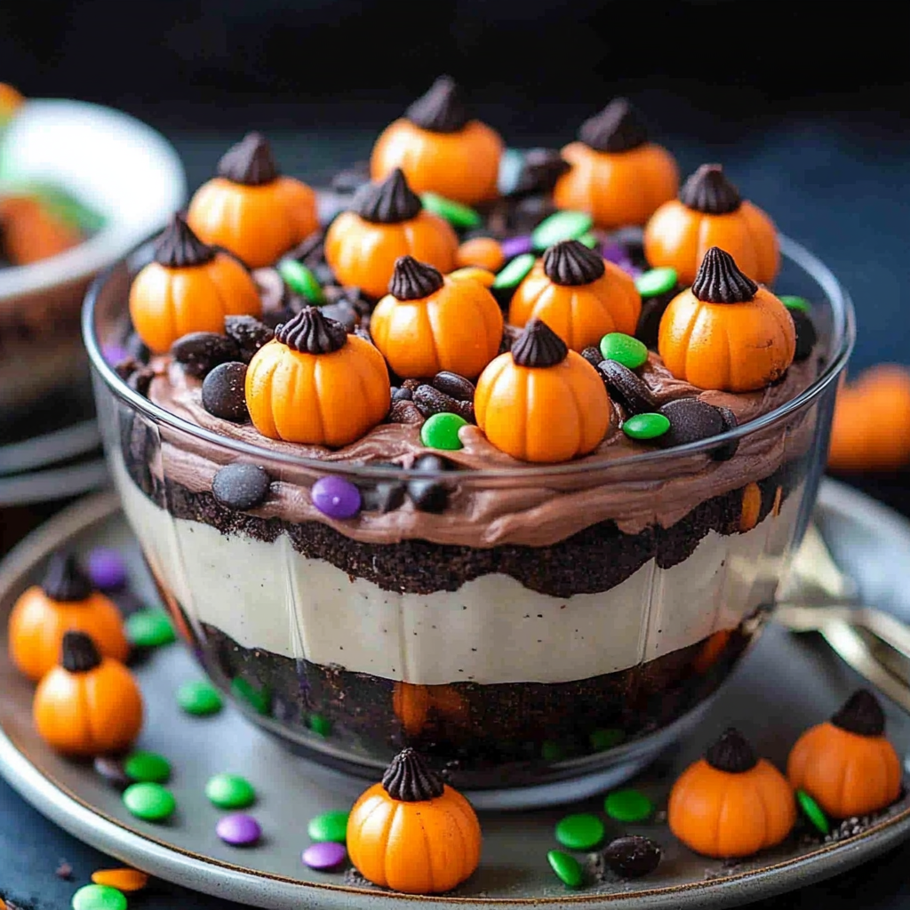 Recipe preparation for Pumpkin Patch Dirt Cups