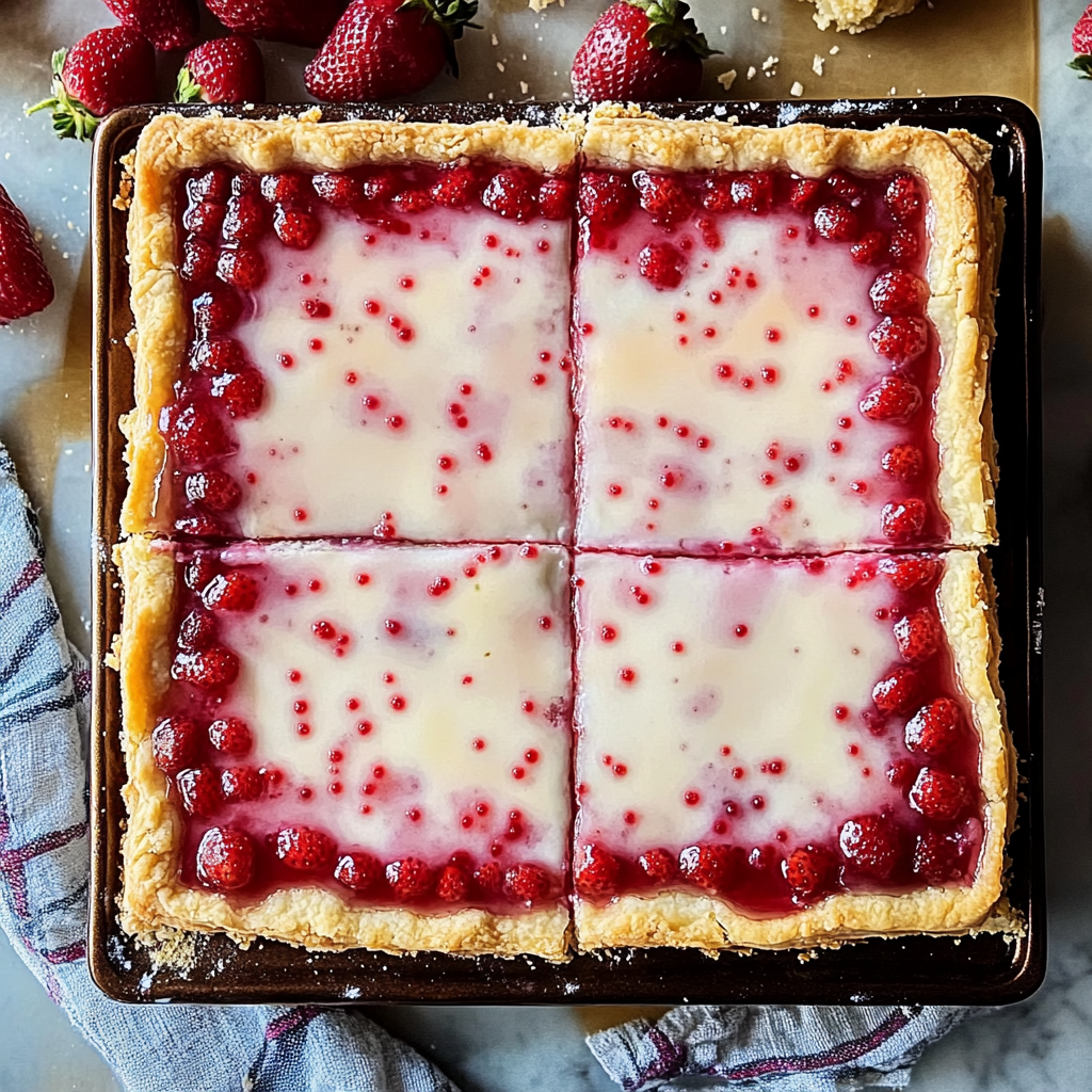 Recipe preparation for Strawberry Pop Tart Slab Pie