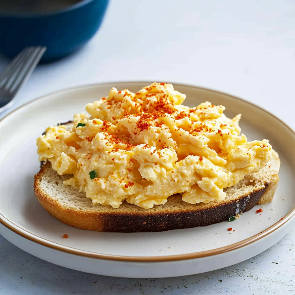 Recipe preparation for Miso Butter Scrambled Eggs