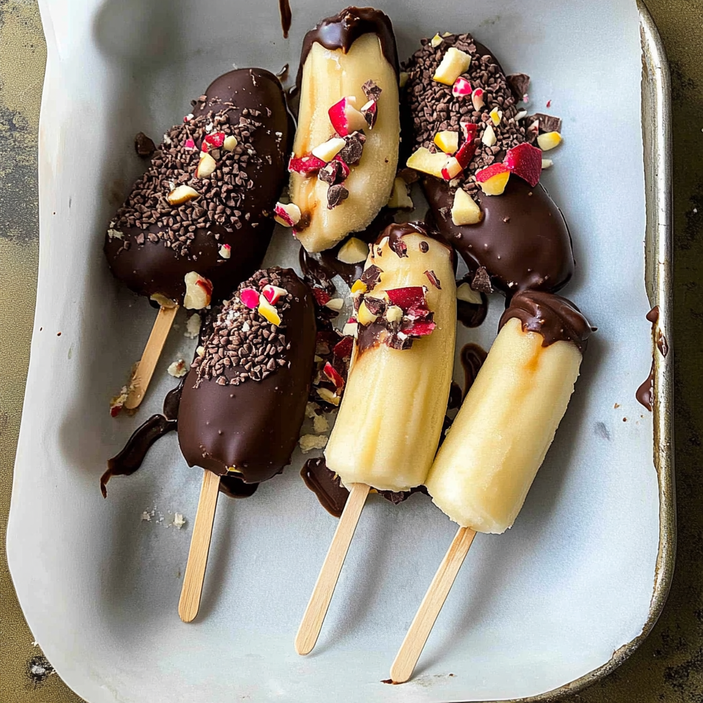 Recipe preparation for Frozen Chocolate Covered Bananas