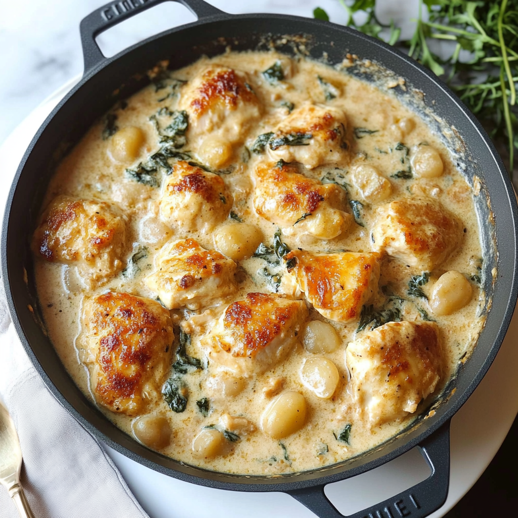 Recipe preparation for Creamy Chicken and Gnocchi