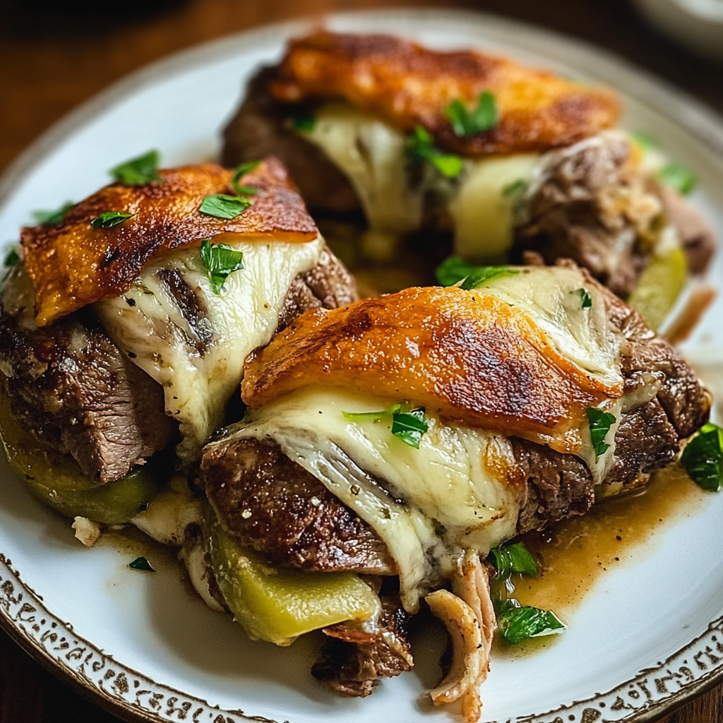 Recipe preparation for Keto Philly Cheesesteak Roll Ups