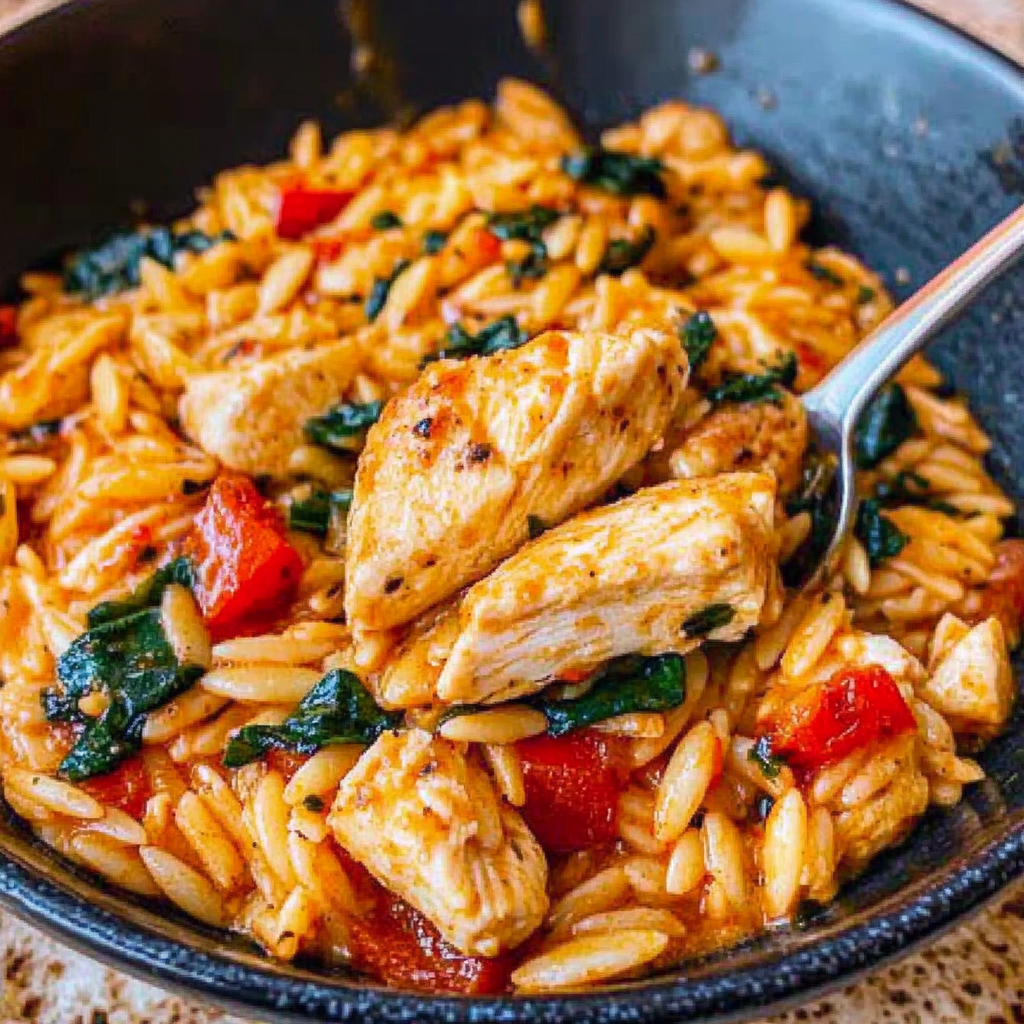 Recipe preparation for Spicy Cajun Chicken Orzo