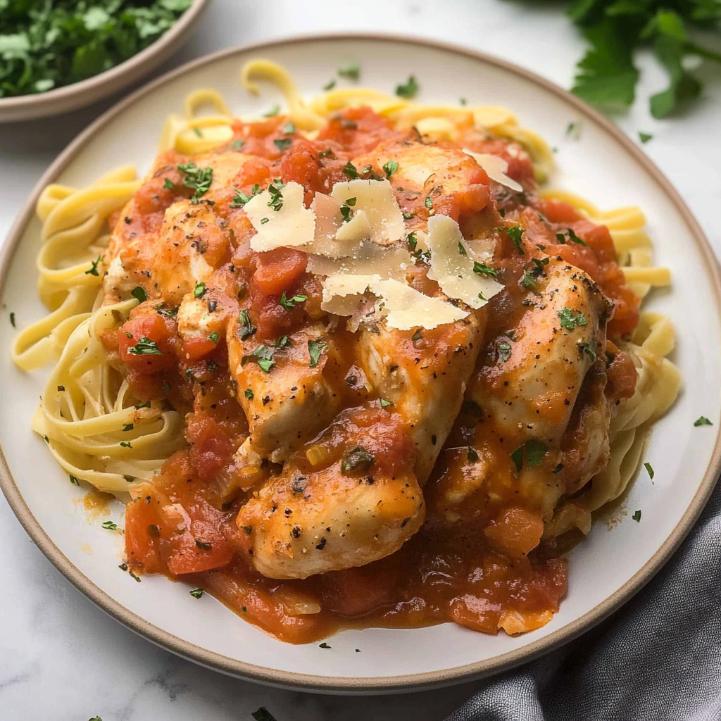 Recipe preparation for Slow Cooker Tomato Basil Chicken