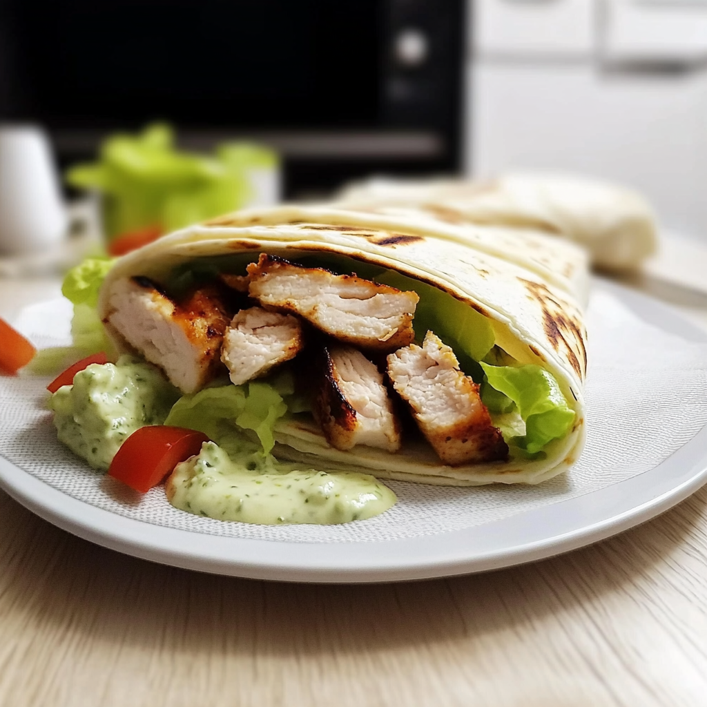 Recipe preparation for Grilled Chicken Caesar Wrap