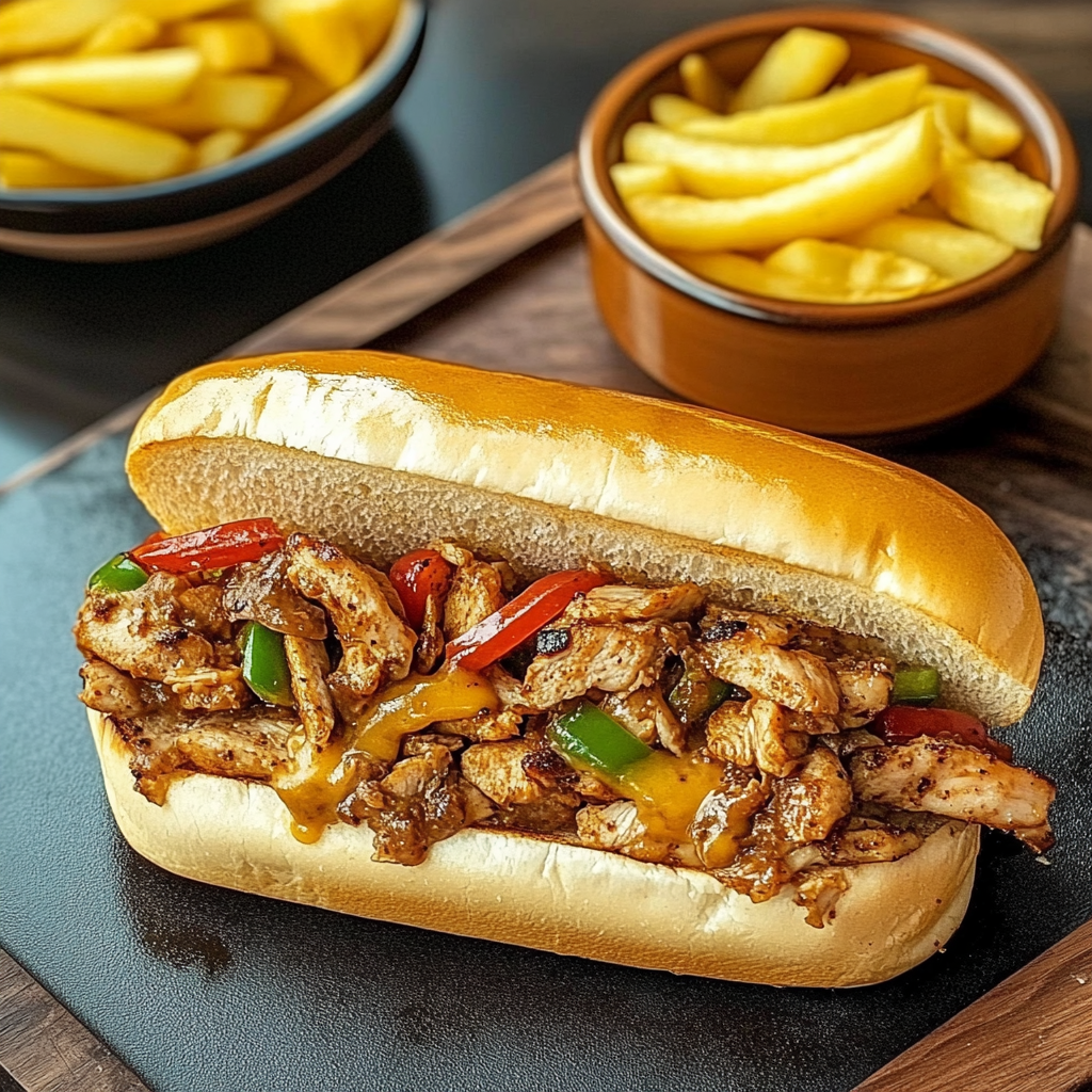 Recipe preparation for Chicken Cheese Steak Sandwiches