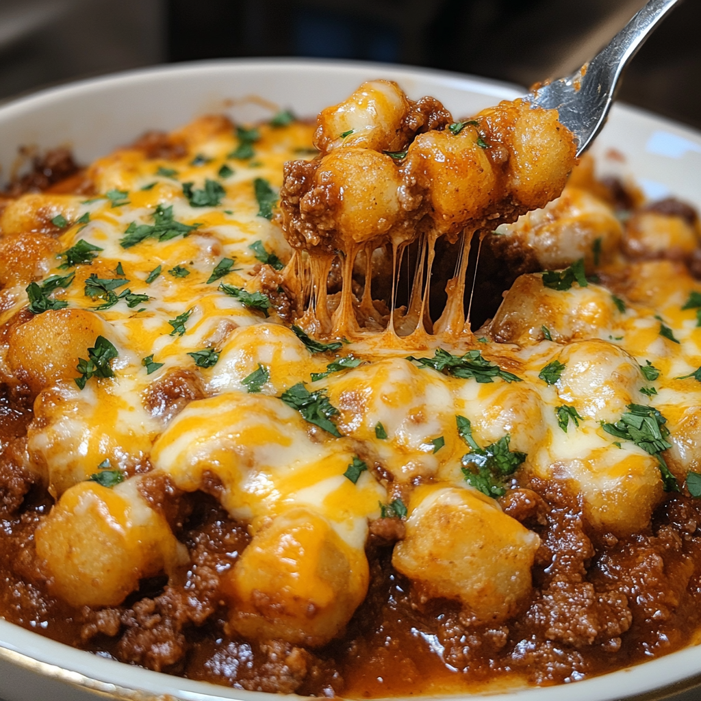 Recipe preparation for Sloppy Joe Tater Tot Casserole