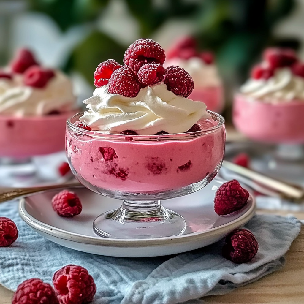 Recipe preparation for Light and Creamy Raspberry Mousse