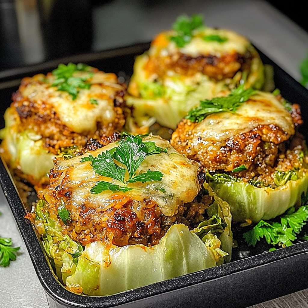 Recipe preparation for Oven-Baked Cabbage Burgers