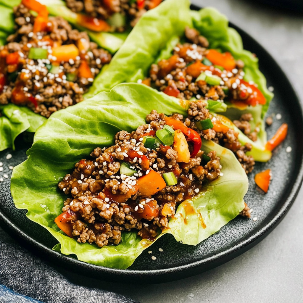Recipe preparation for Ground Beef Lettuce Wraps