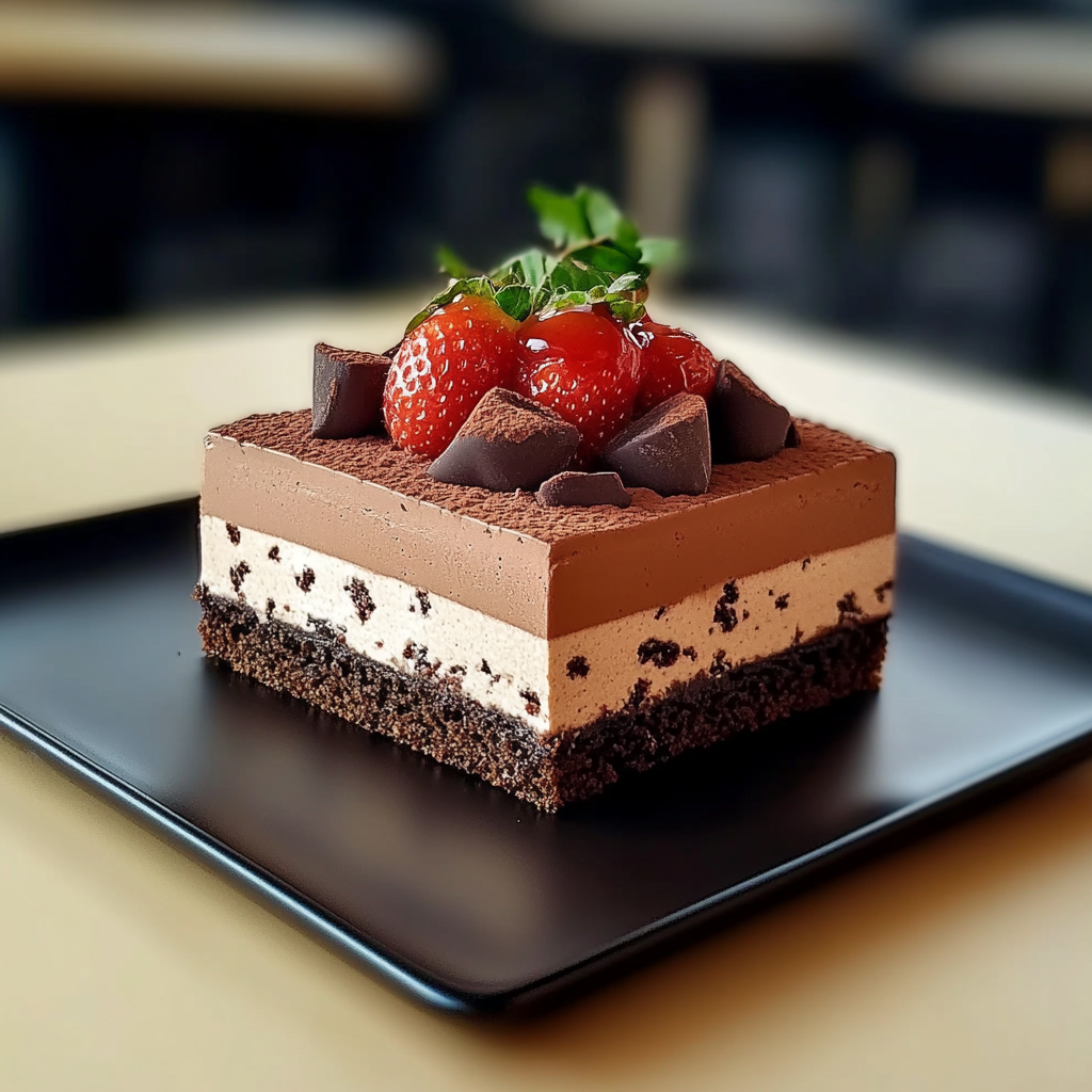 Recipe preparation for Triple Chocolate Mousse Cake