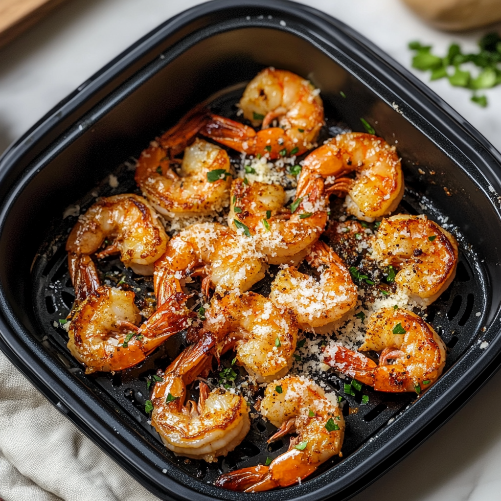 Recipe preparation for Air Fryer Garlic Parmesan Shrimp
