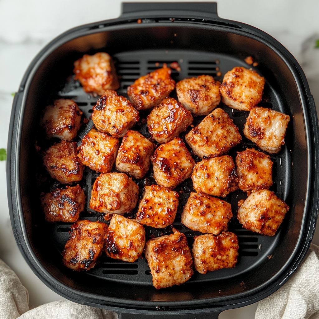 Recipe preparation for Air Fryer Pork Chop Bites