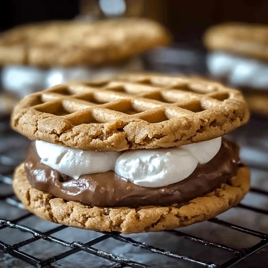 Recipe preparation for Peanut Butter S’mores Sandwich Cookies