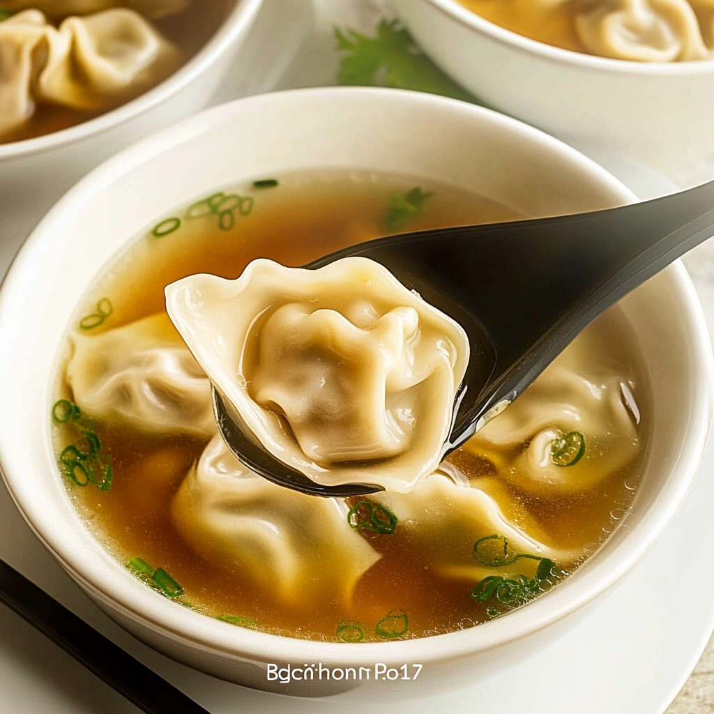 Recipe preparation for Homemade Wonton Soup