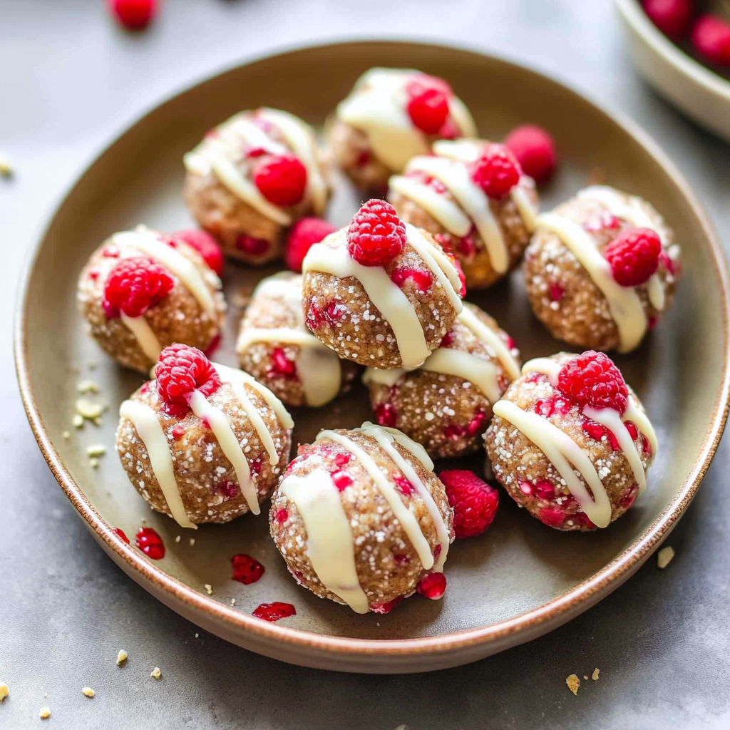 Recipe preparation for Raspberry White Chocolate Energy Balls
