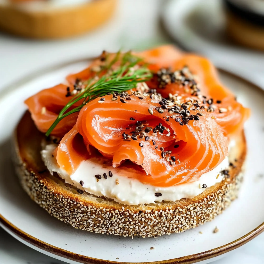 Recipe preparation for Smoked Salmon Bagel Recipe