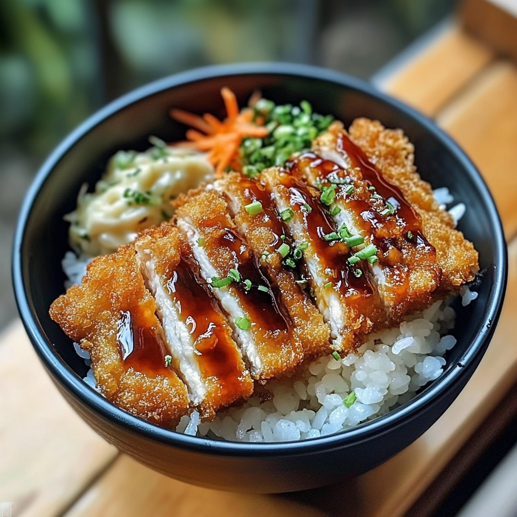 Recipe preparation for Japanese Katsu Bowls with Tonkatsu Sauce