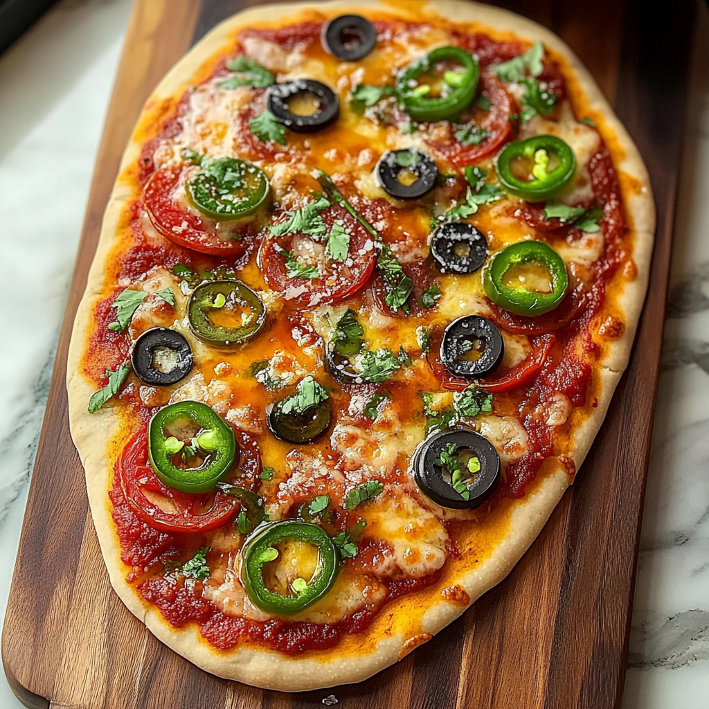 Recipe preparation for Hot Honey Flatbread Pizza