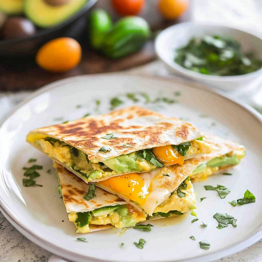 Recipe preparation for Egg & Avocado Breakfast Quesadilla