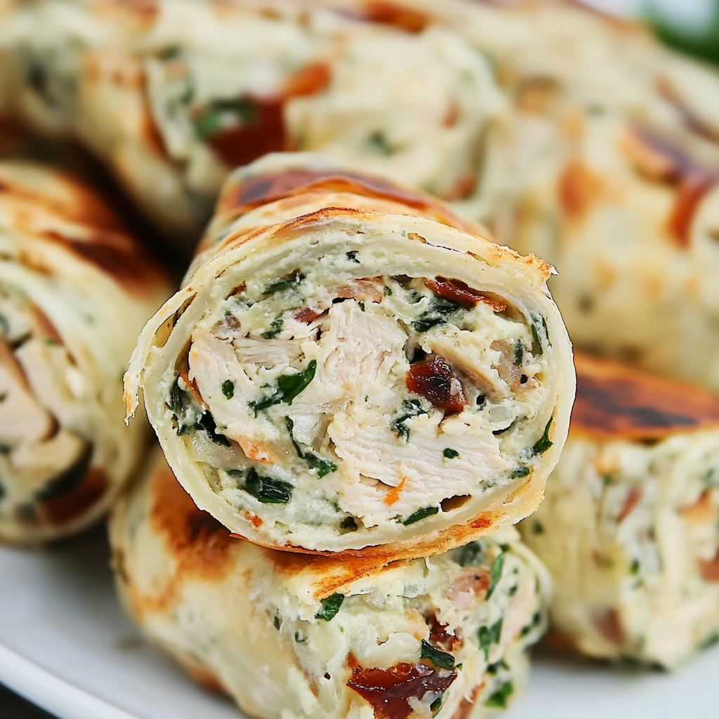 Recipe preparation for Tuscan Chicken Pinwheels