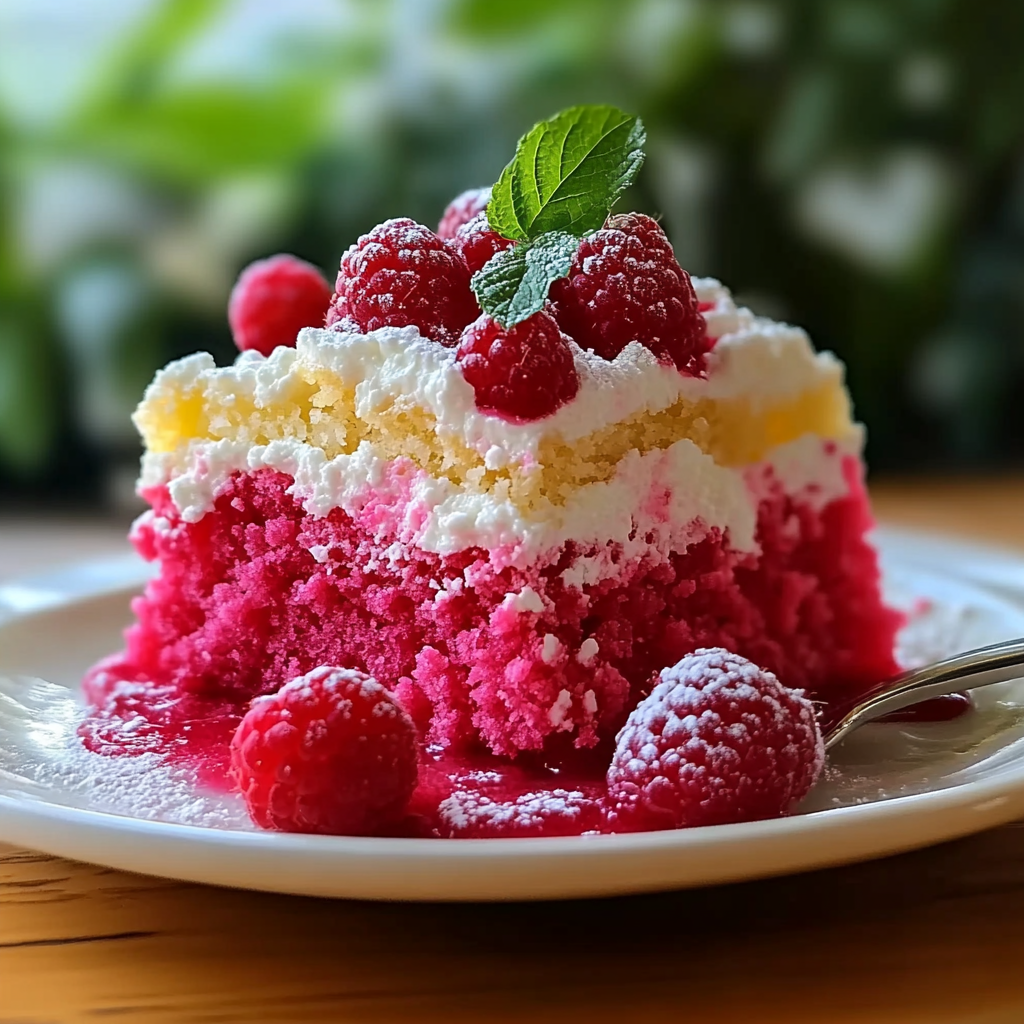 Recipe preparation for Raspberry Zinger Poke Cake